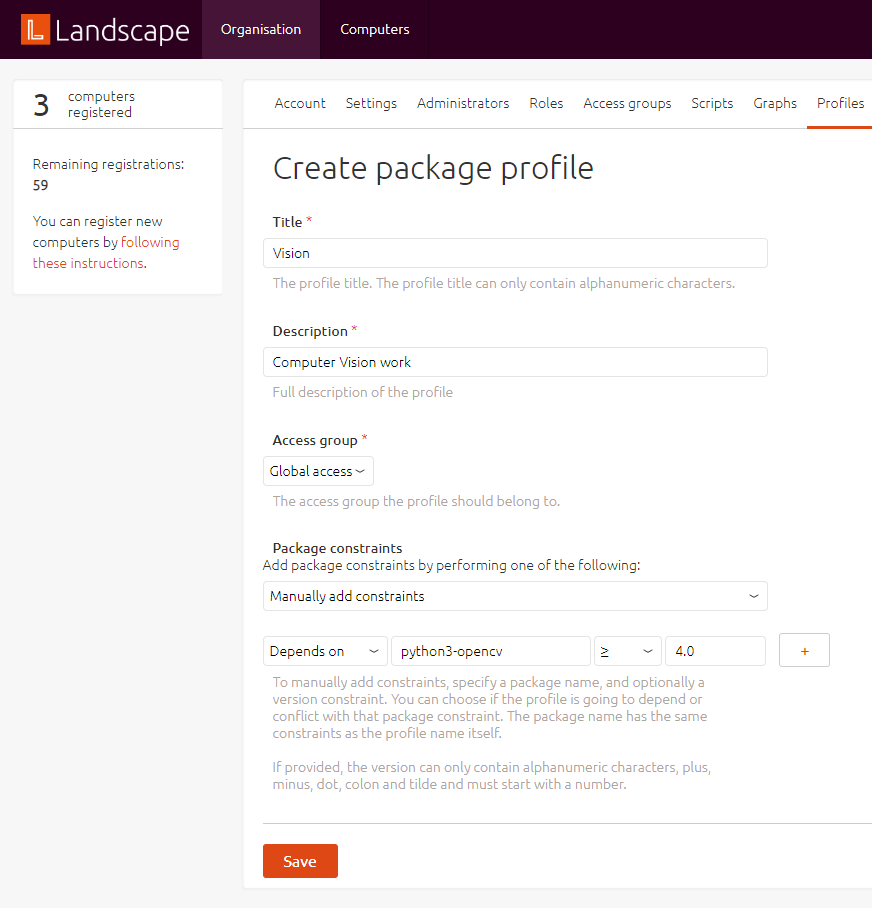 Create package profile